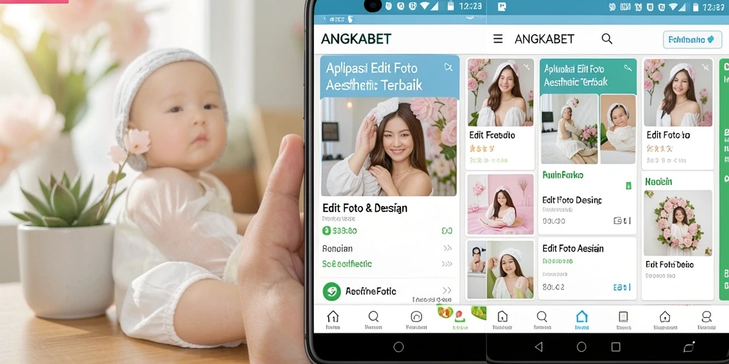 Tampilan antarmuka <strong>ANGKABET</strong> dengan fitur edit foto aesthetic yang menawan.