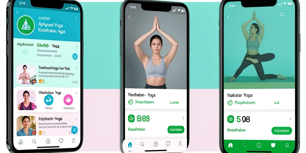 Antarmuka aplikasi GIM999 dengan berbagai pilihan latihan Yoga.
