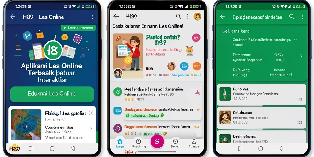 Screenshot antarmuka aplikasi H89 dengan fitur Les Online.