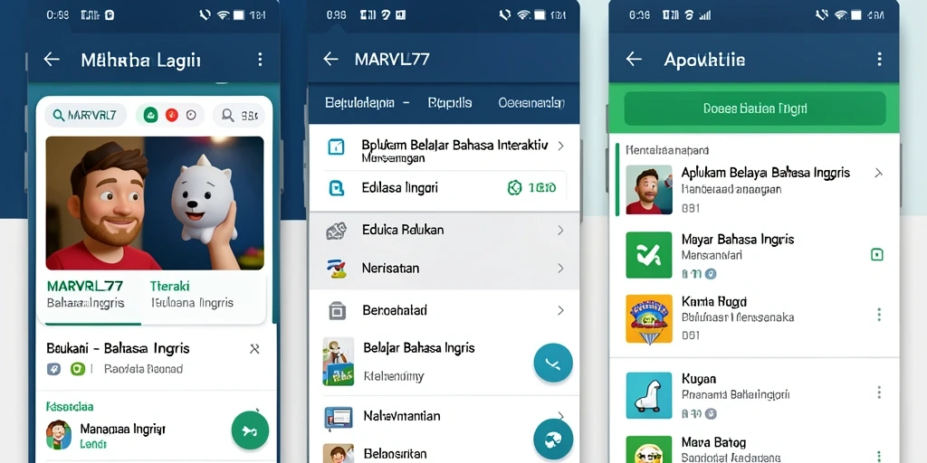 Tampilan antarmuka MARVRL77 yang menarik untuk Belajar Bahasa Inggris.