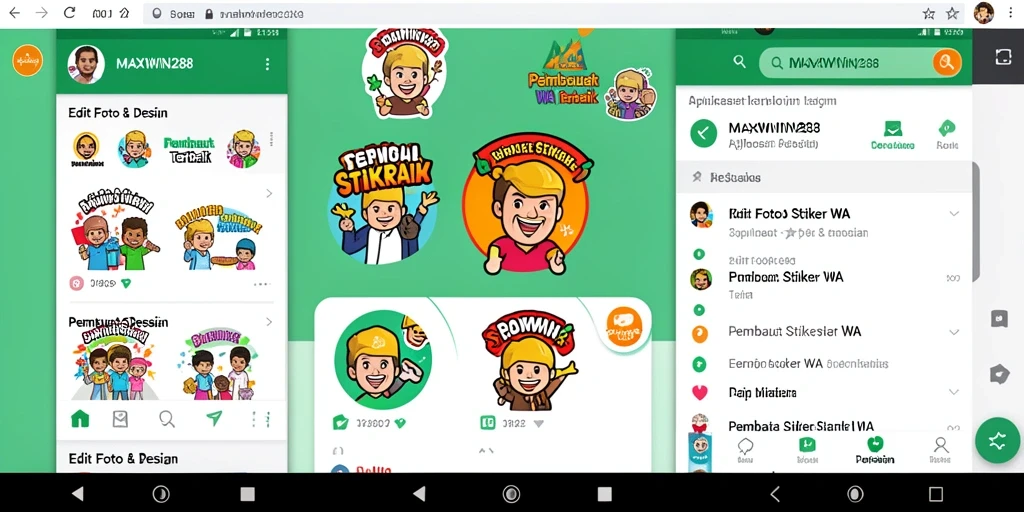 Tampilan antarmuka aplikasi MAXWIN288 untuk membuat stiker WA.