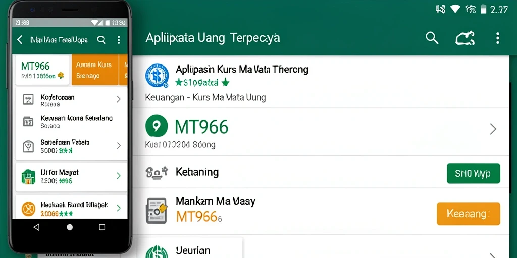 Tampilan antarmuka utama MT966 untuk pemantauan Kurs Mata Uang.
